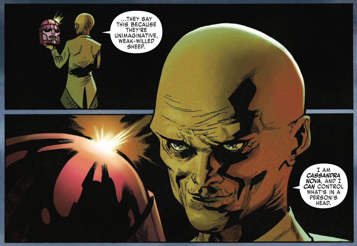 X-Men-skurken Cassandra Nova, medverkar i X-Men: Red #1, Marvel Comics 2018.