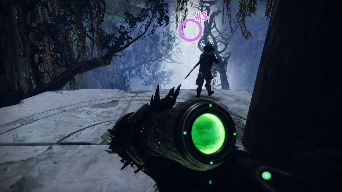 En bild som visar den tredje fördärvningen i The Whisper-uppdraget i Destiny 2
