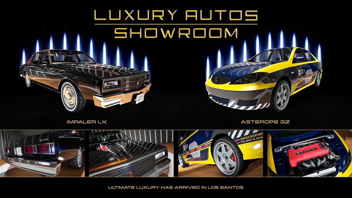 GTA Online promokonst för fordon till salu på Luxury Autos den här veckan