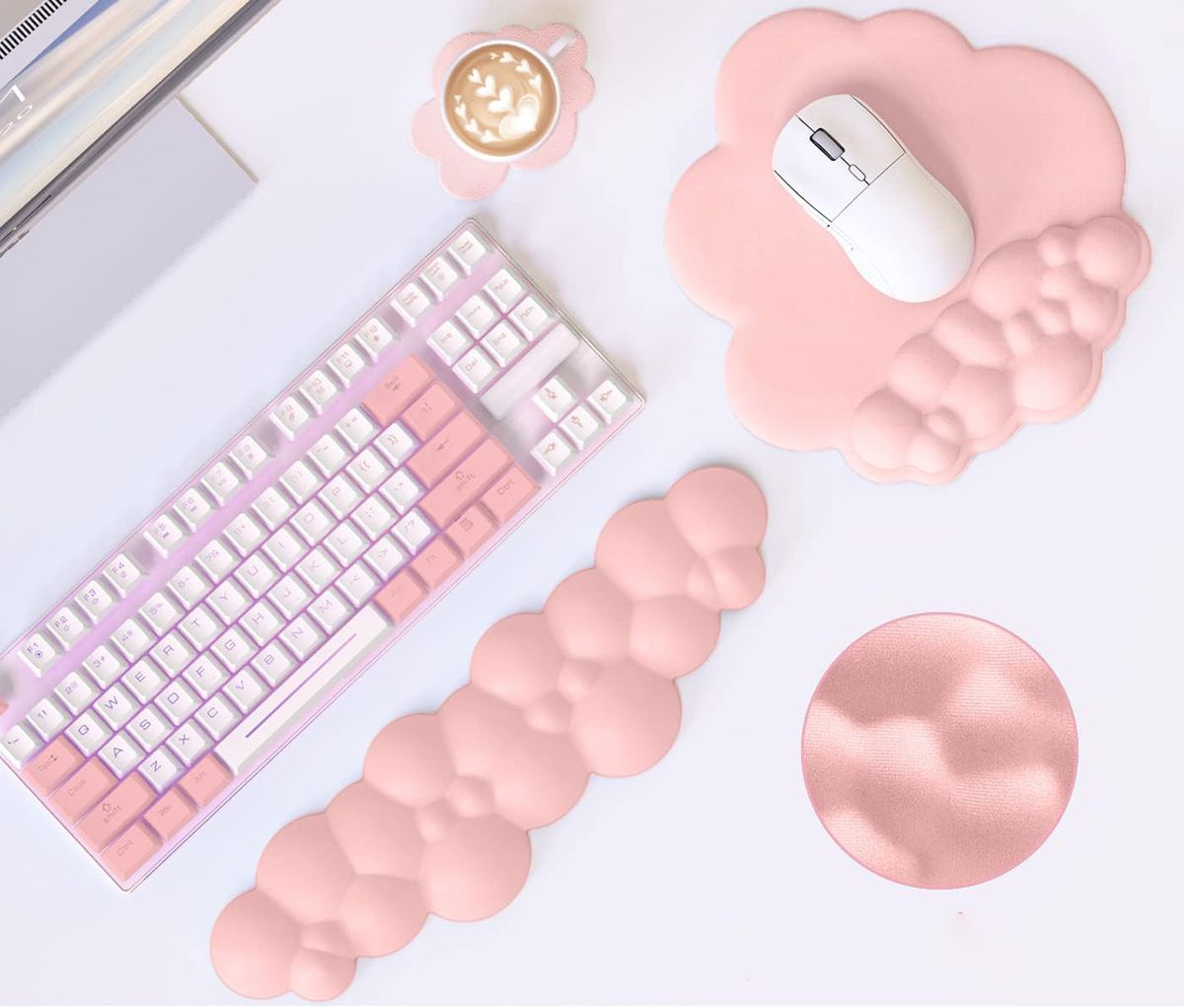 A stock photo of cloud-shaped desk accessories from Amazon.