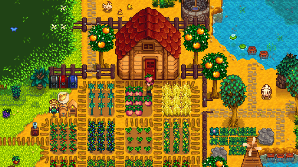 En stor gård i Stardew Valley