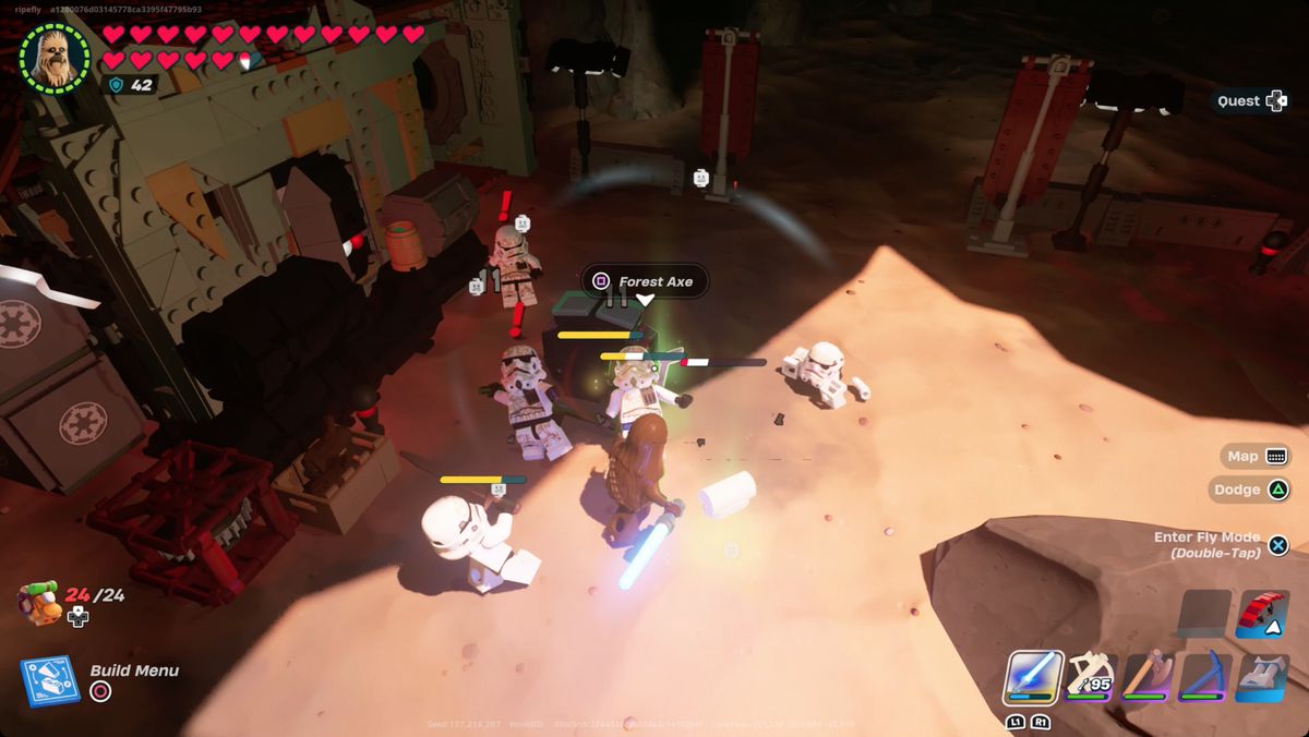 Lego Fortnite-spelare kämpar mot en våg av Star Wars stormtroopers