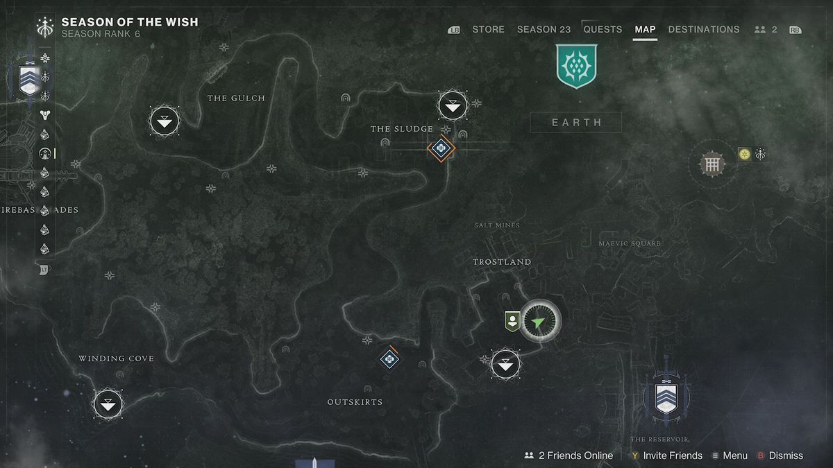 En kartskärm i Destiny 2