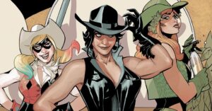 I augusti går Harley Quinn, Poison Ivy och Catwoman ihop för att sparka djurmisshandlande cowboyrumpa
