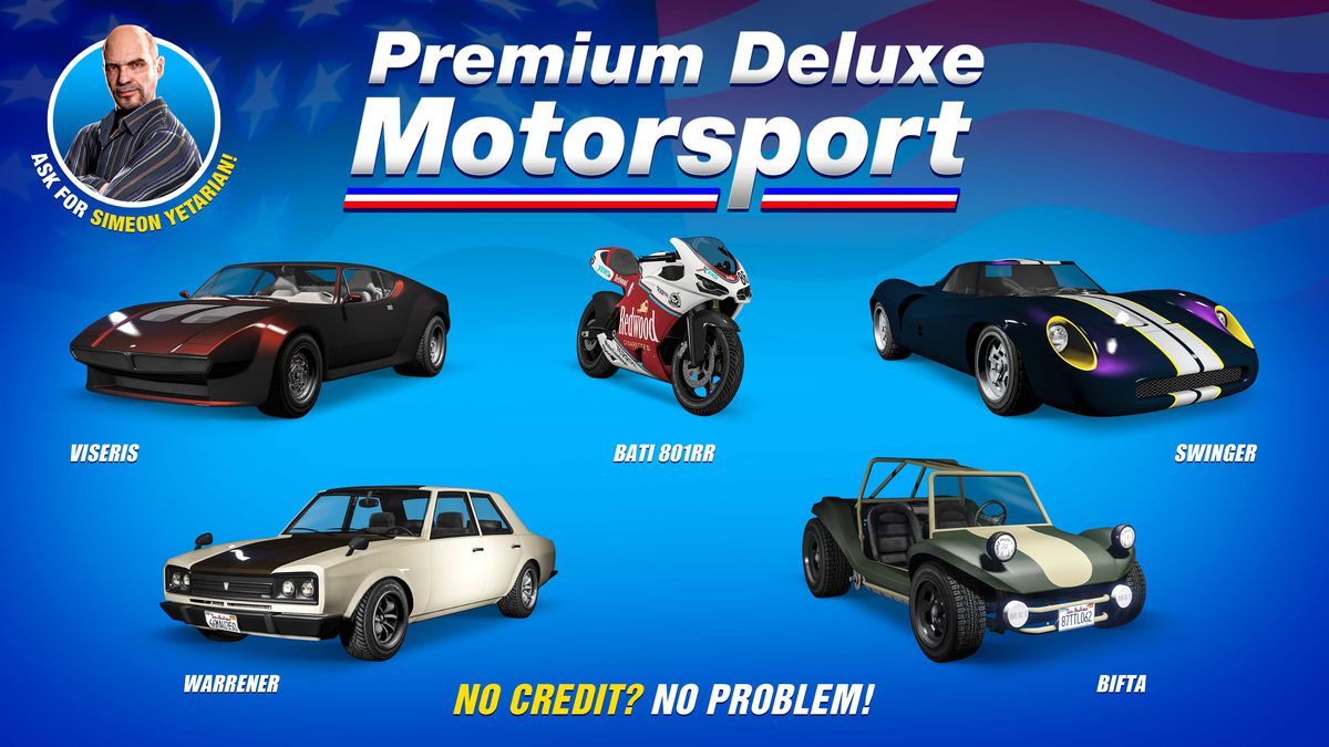 GTA Online-kampanjkonst för fordon till salu på Premium Deluxe Motorsports den här veckan