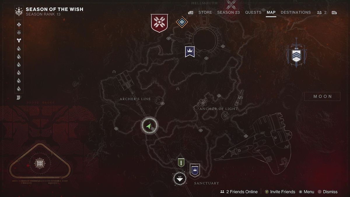 Månens destinationskarta i Destiny 2