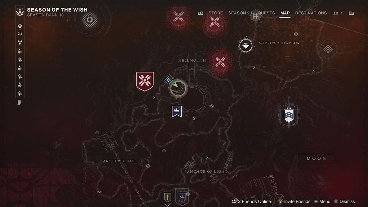 Månens destinationskarta i Destiny 2