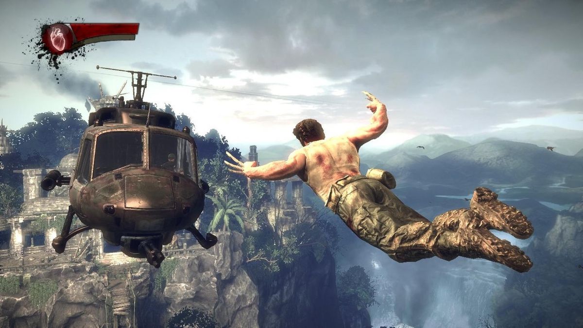 In the video game version of X-Men Origins: Wolverine, Wolverine leaps at a helicopter with his claws out