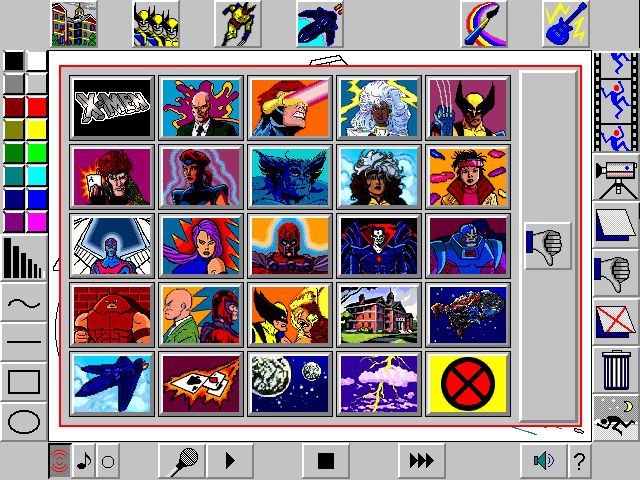 X-Men Cartoon Maker, comprised of a series of X-Men cartoon tiles