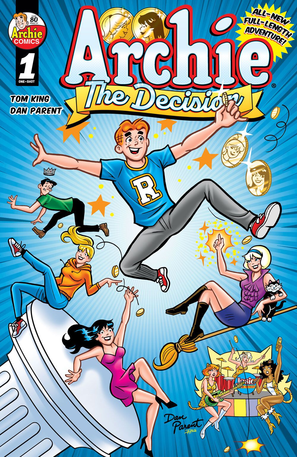 Ett omslag till Archie: The Decision, en komisk oneshot skriven av Tom King och Dan Parent