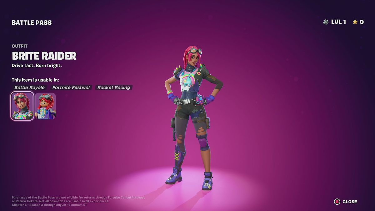 Brite Raider i Fortnite Chapter 5 Säsong 3:s stridspass