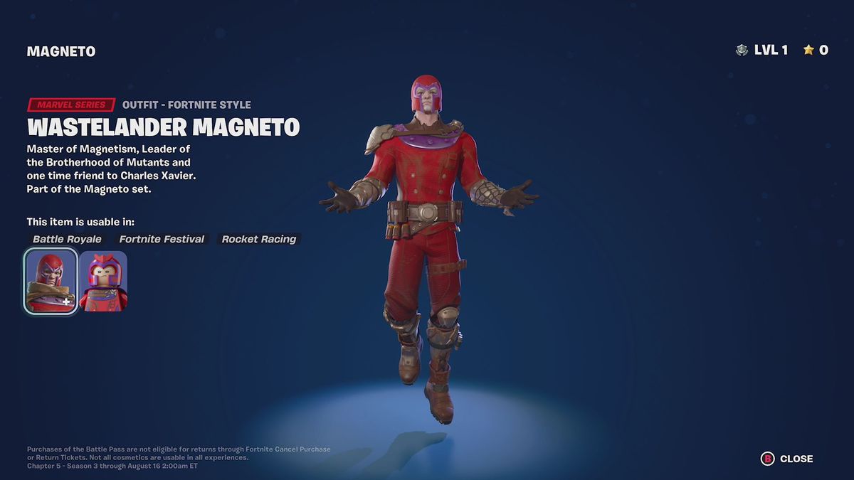 Magneto i Fortnite Chapter 5 Säsong 3:s stridspass