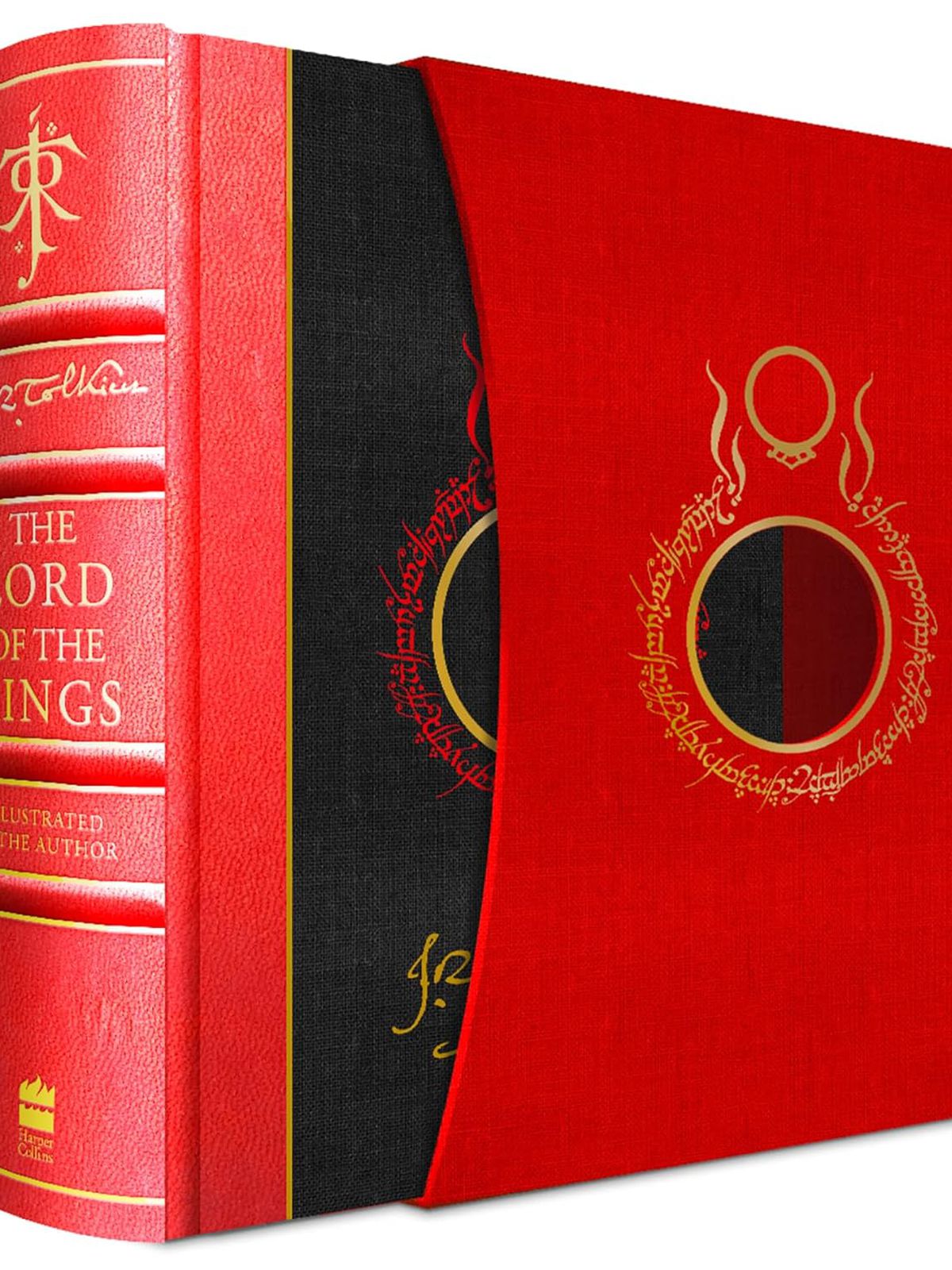 En bild av Sagan om ringen: Special Edition, där den röda och svarta boken glider halvvägs ur sin röda låda.