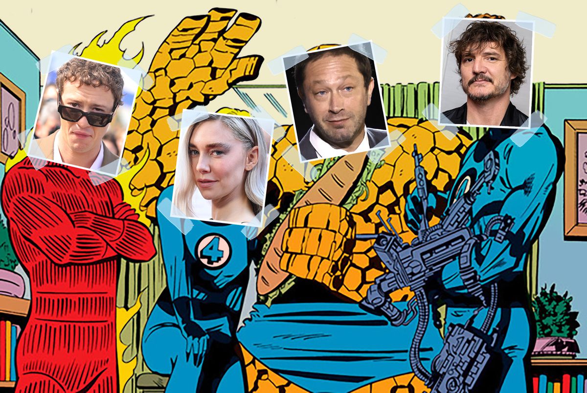 Bilder på skådespelarna i Fantastic Four läggs över deras komiska motsvarigheter