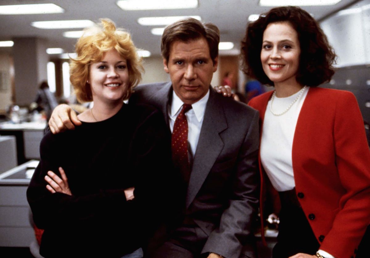 Melanie Griffith, Harrison Ford och Sigourney Weaver i Working Girl.