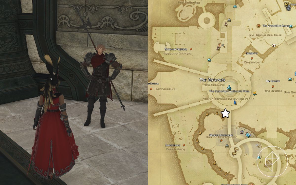 En icke namngiven vakt i FFXIV som står i Crystarium