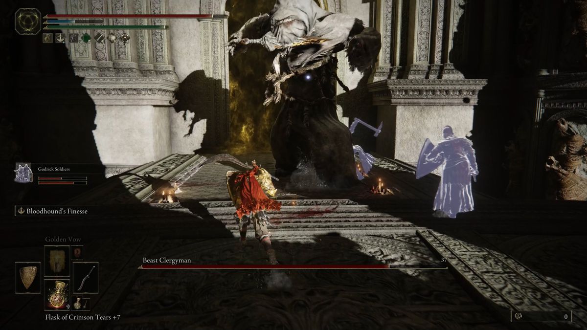 Maliketh performs an AOE attack during an Elden Ring boss fight.