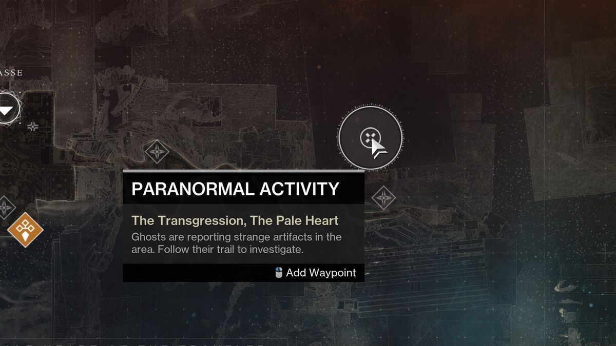 The Paranormal Activity event on the map in Destiny 2