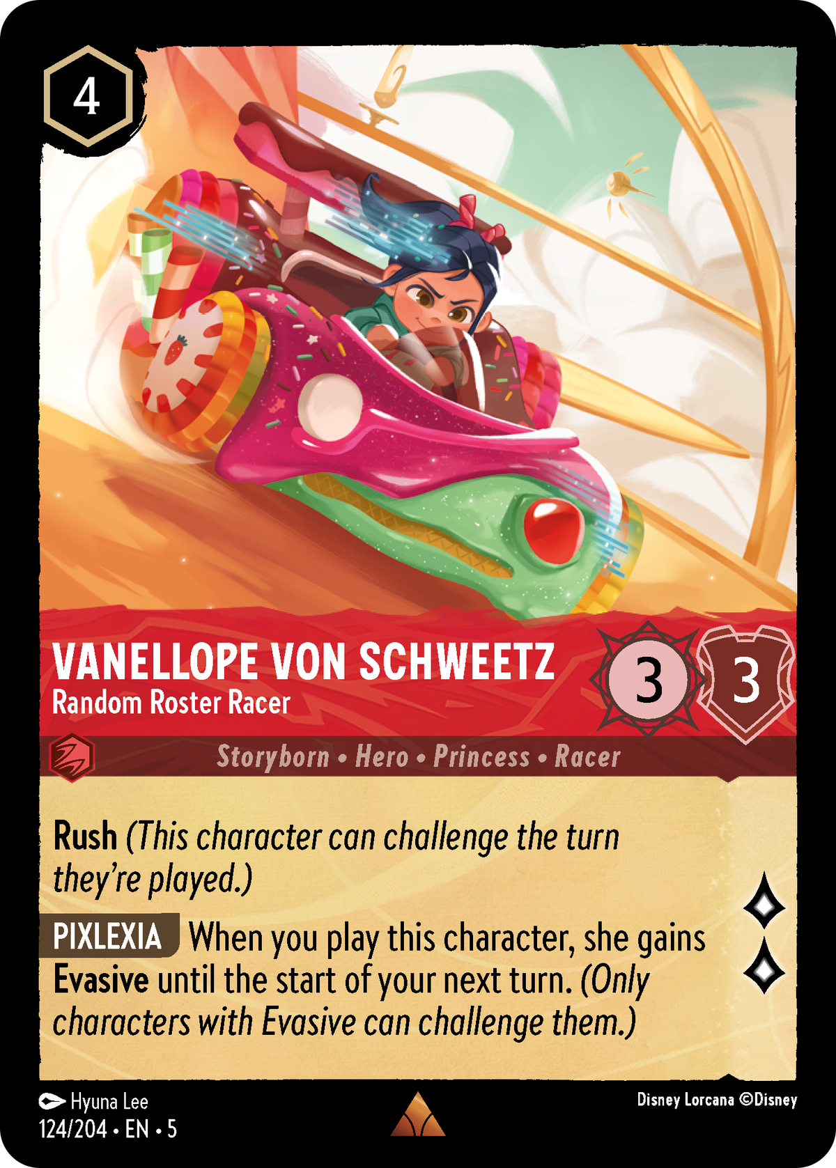 Vanellope von Schweetz racerkort med slumpmässig lista