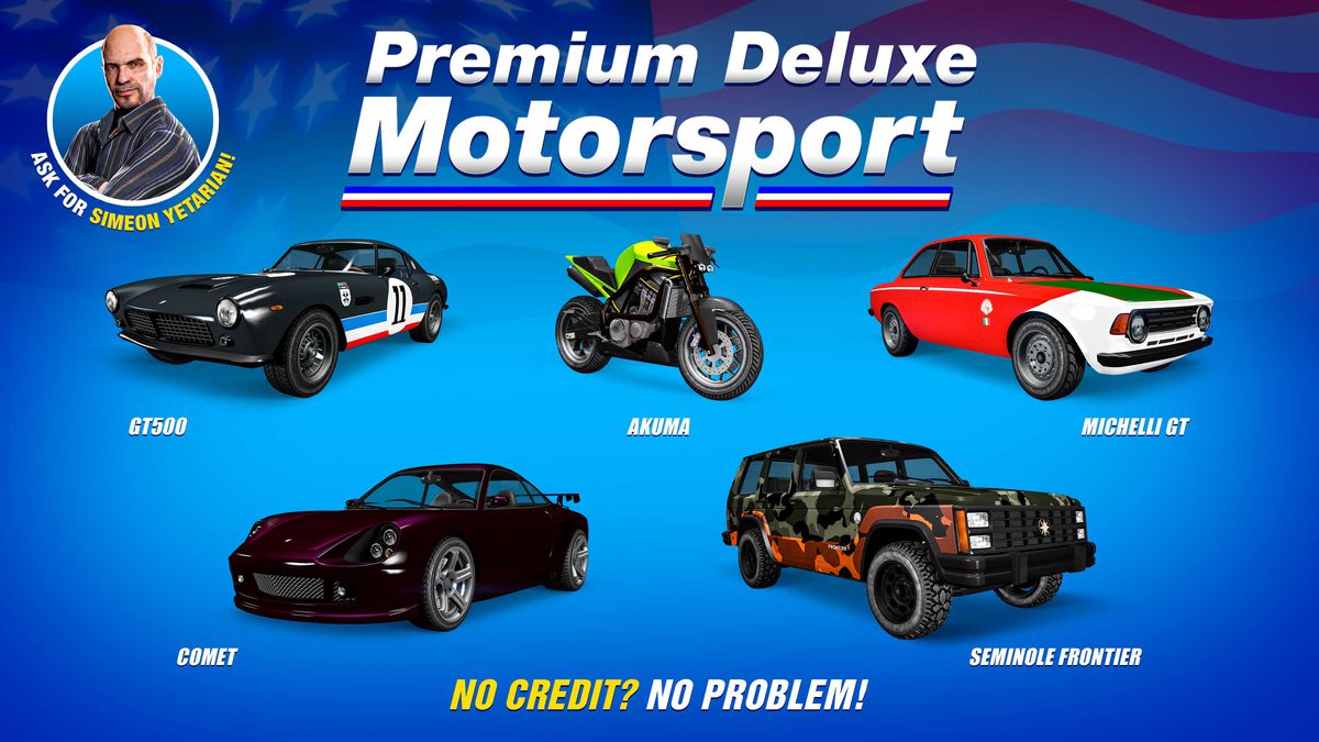 GTA Online-kampanjkonst för fordon till salu på Premium Deluxe Motorsport den här veckan