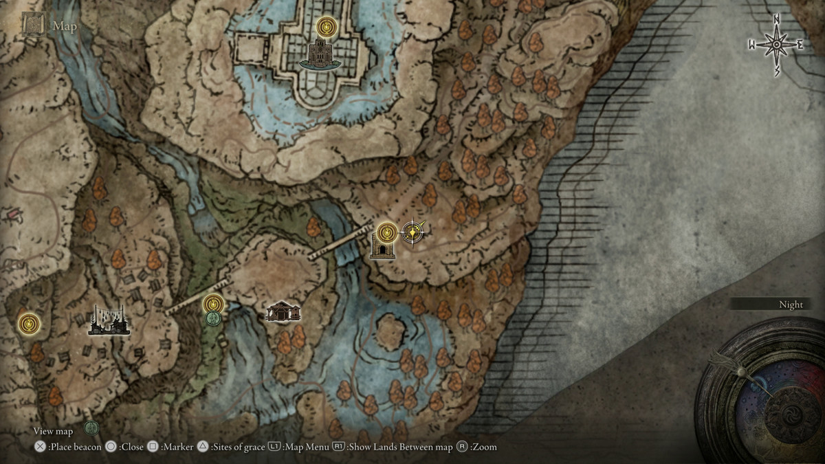 A map showing the location of armor in Elden Ring: Shadow of the Erdtree