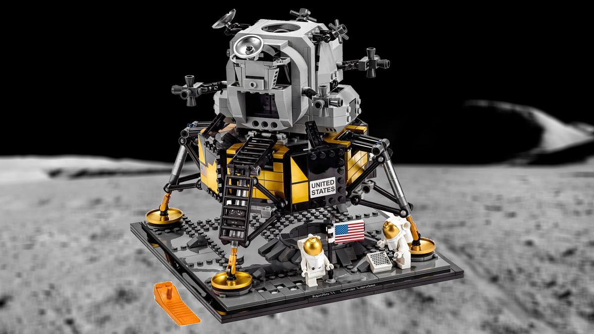 A stock photo of the Lego Apollo 11 Lander