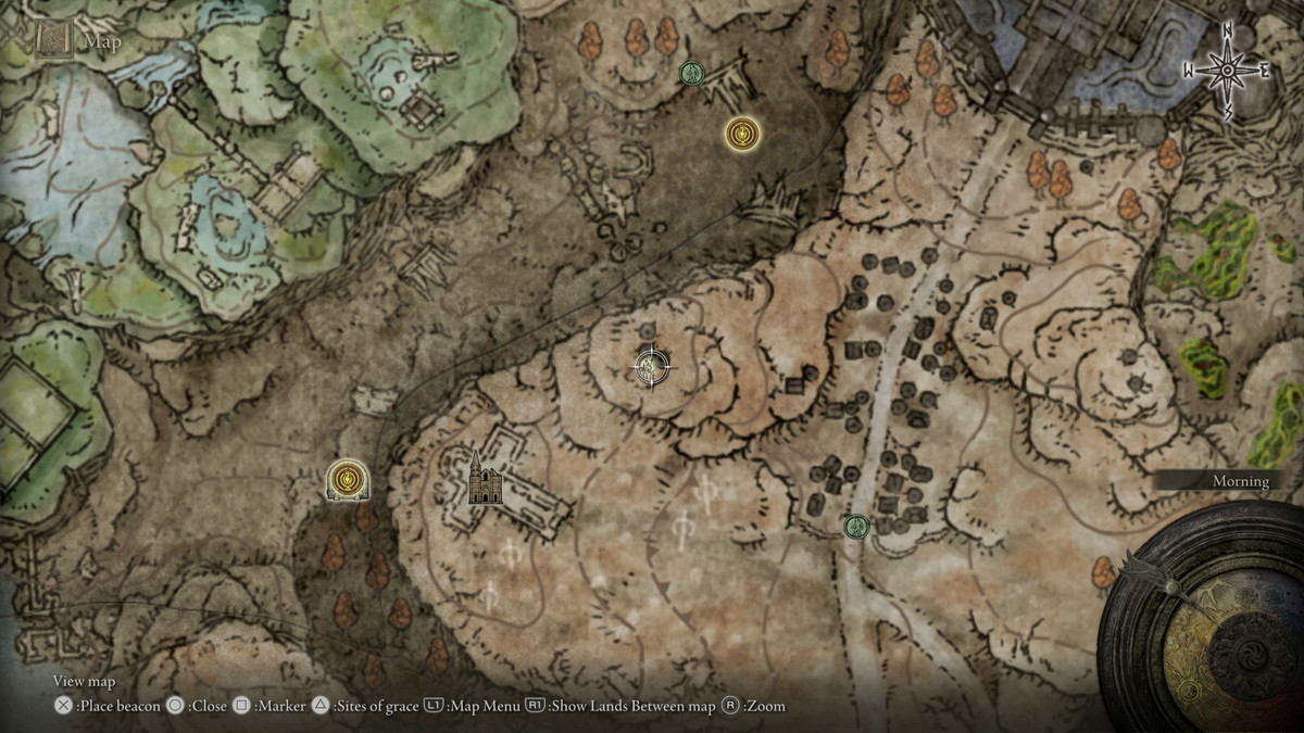 A map showing the location of a weapon in Elden Ring: Shadow of the Erdtree