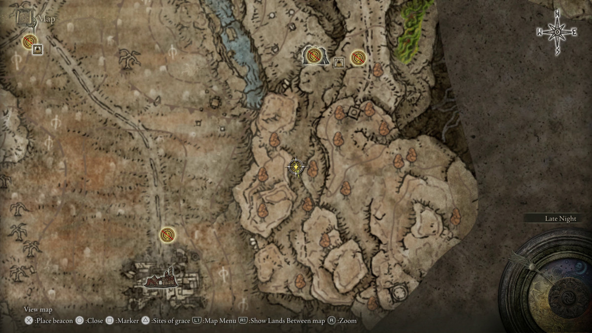 A map showing the location of a boss in Elden Ring: Shadow of the Erdtree