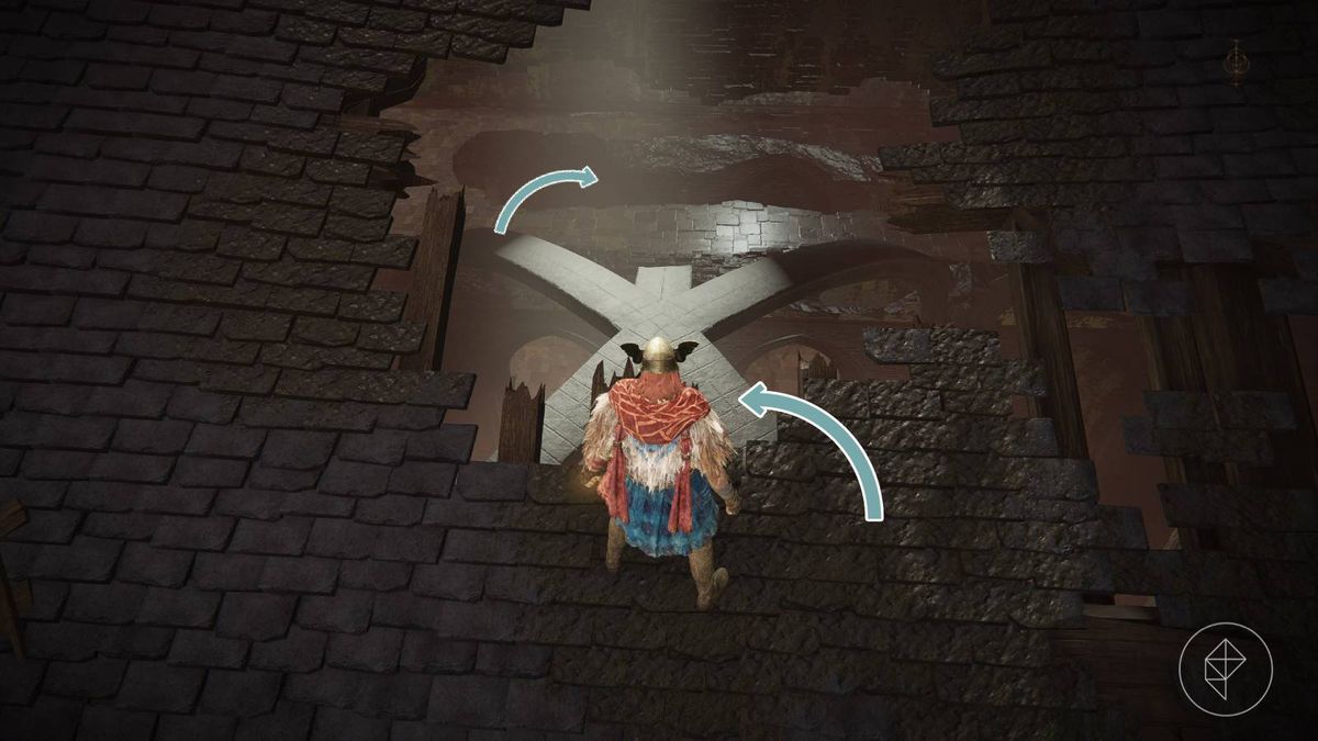 Karaktär faller ner på en båge i Church District of Elden Rings DLC, Shadow of the Erdtree.