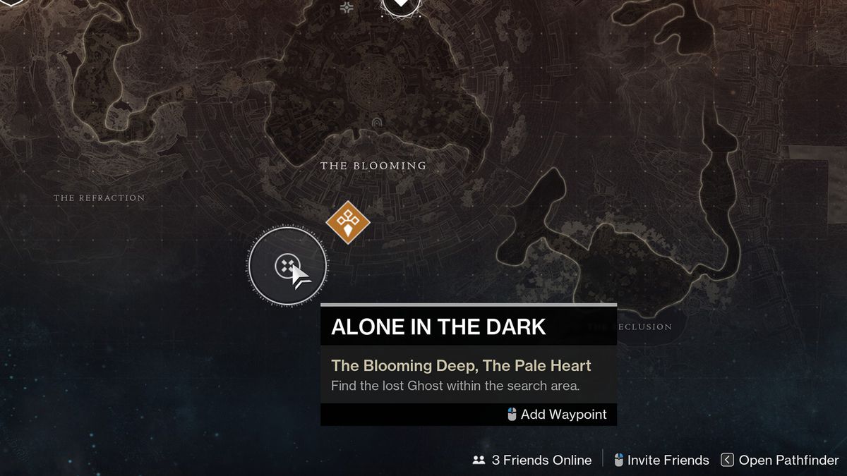 The Alone in the Dark mission on the map in Destiny 2