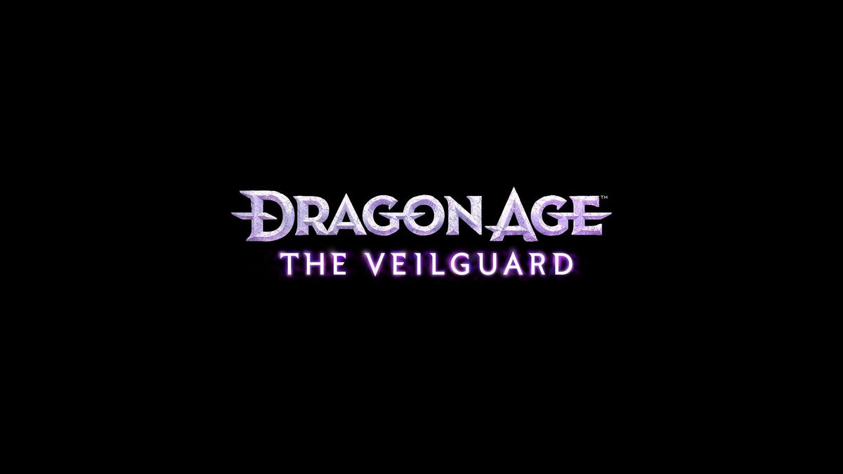 Logotypen för Dragon Age: The Veilguard på svart bakgrund