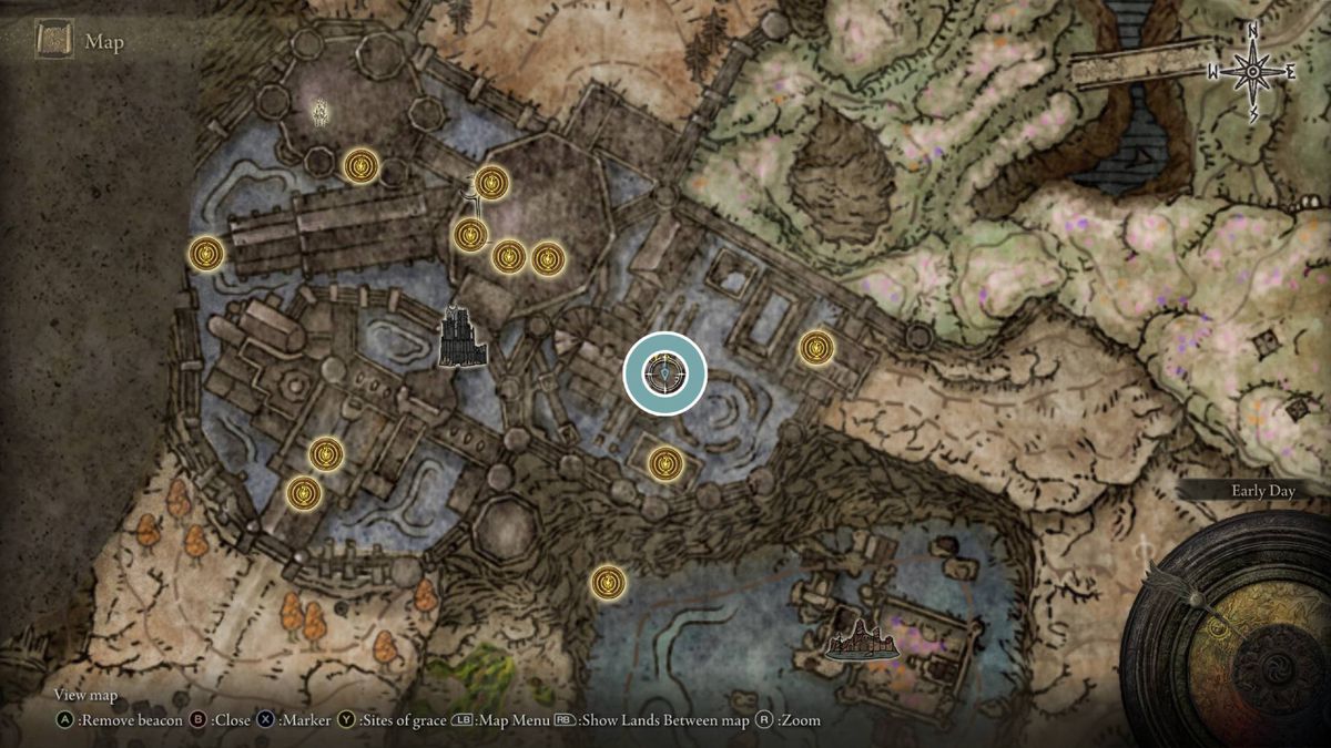 En karta visar var man hittar Bönerumsnyckelrummet i Elden Ring DLC.
