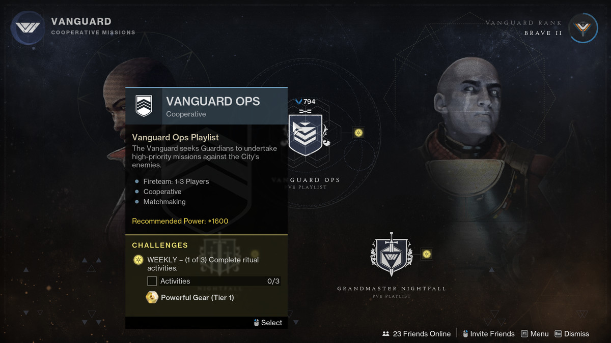 En titt på Vanguard Ops-spellistan i Destiny 2, som erbjuder ett exotiskt Engram