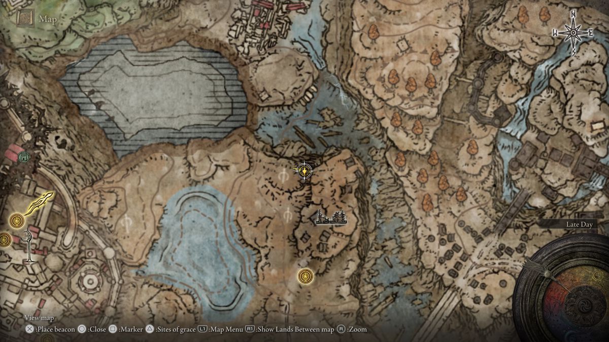 A map showing the location of armor in Elden Ring: Shadow of the Erdtree