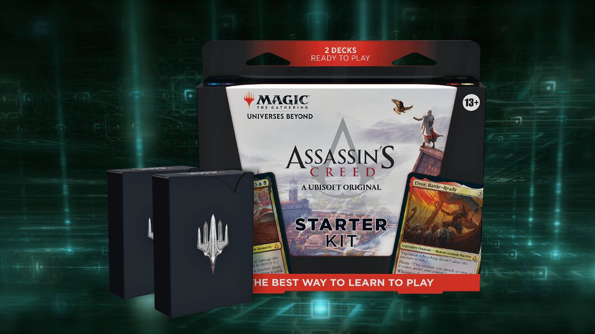 En bild på Assassin's Creed Universes Beyond-startpaketet för Magic: The Gathering