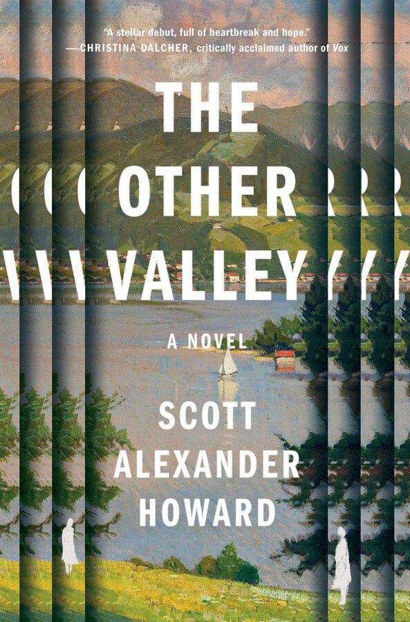 Cover image for Scott Alexander Howard’s The other Valley, a pastoral image of a valley and water where the edges are folding in on themselves