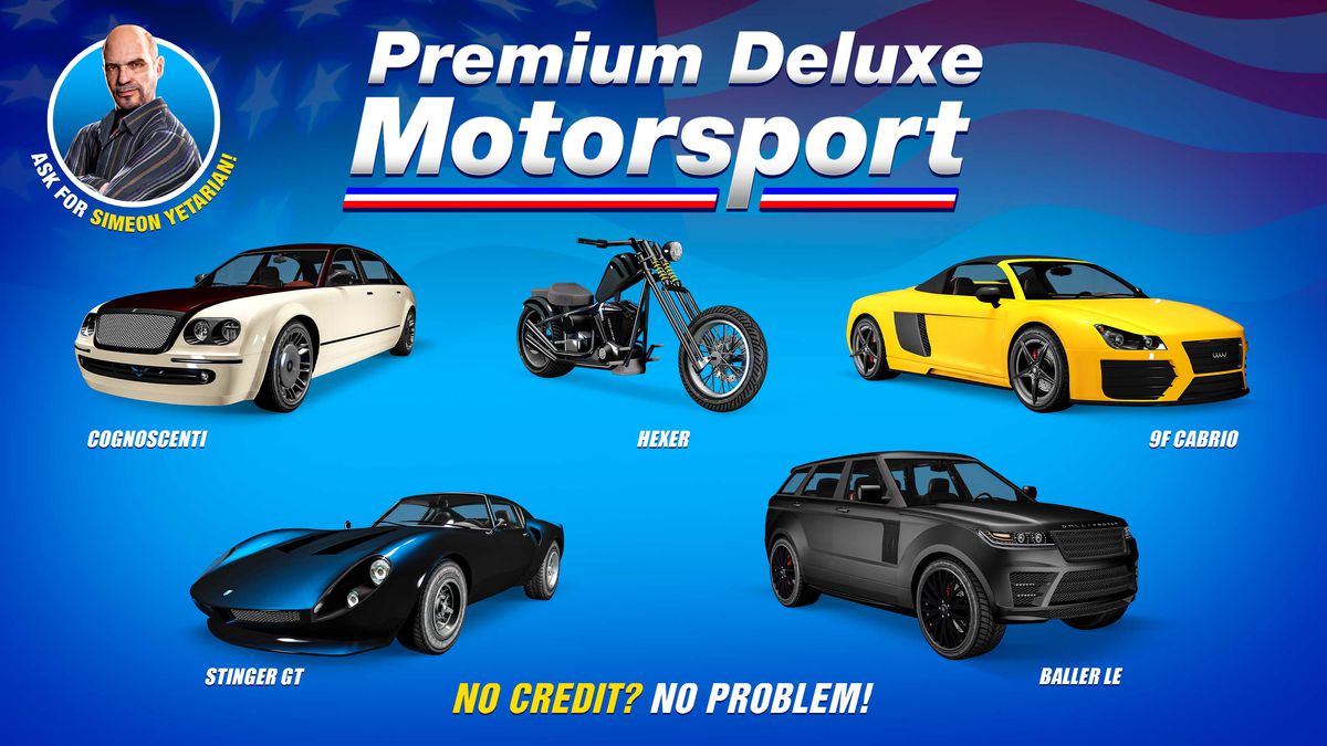 GTA Online-kampanjkonst för fordon till salu på Premium Deluxe Motorsport den här veckan