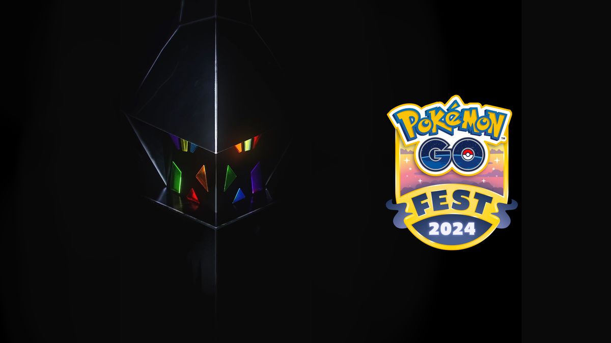 Necrozmas ansikte dyker upp ur mörkret med Pokémon Go Fest-logotypen