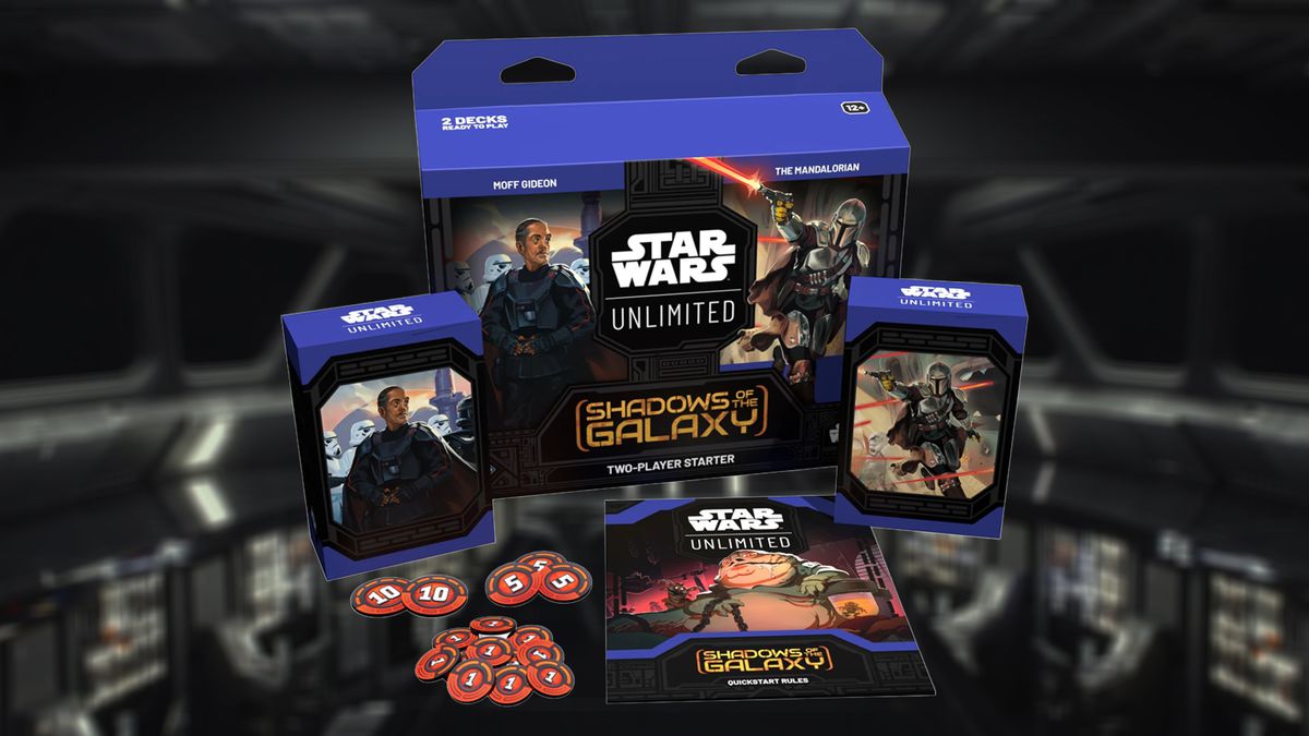 En bild på Shadows of the Galaxy Starter Kit för två spelare för Star Wars: Unlimited 